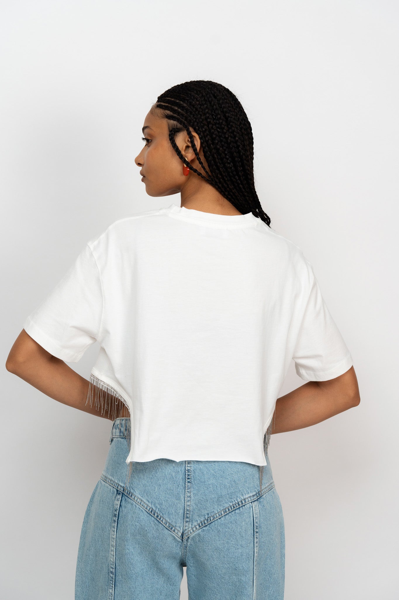 CUT OUT FRINGED T-SHIRT - Zavi