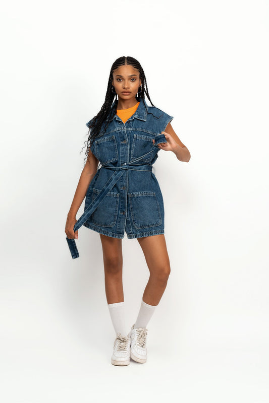 DARK DENIM OVERSIZED VEST - Zavi