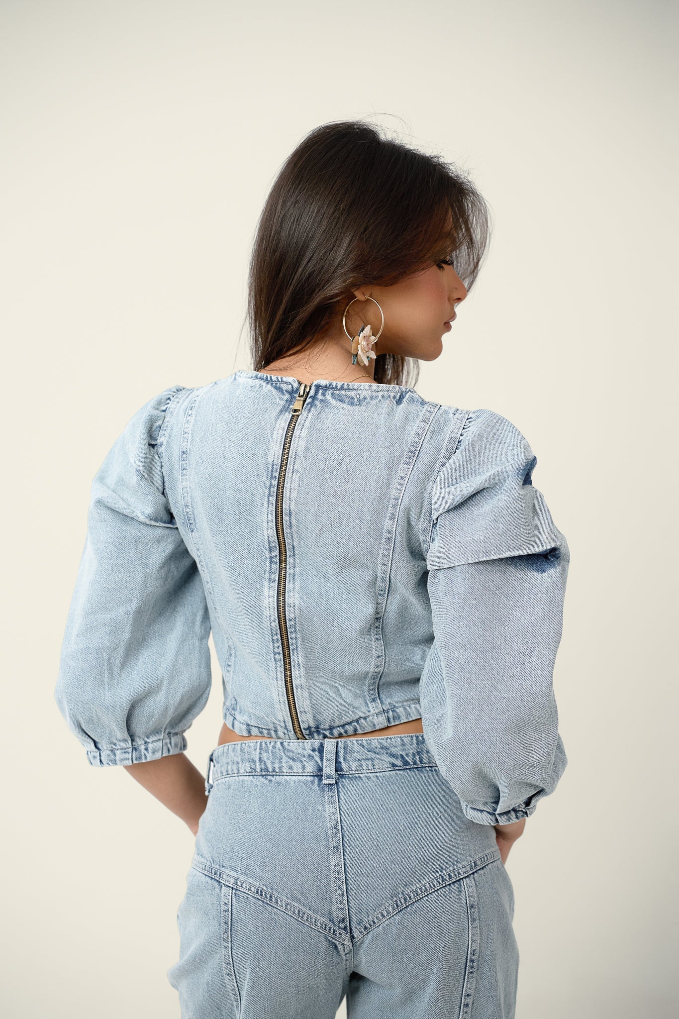 Denim Puff Sleeve Top - Zavi