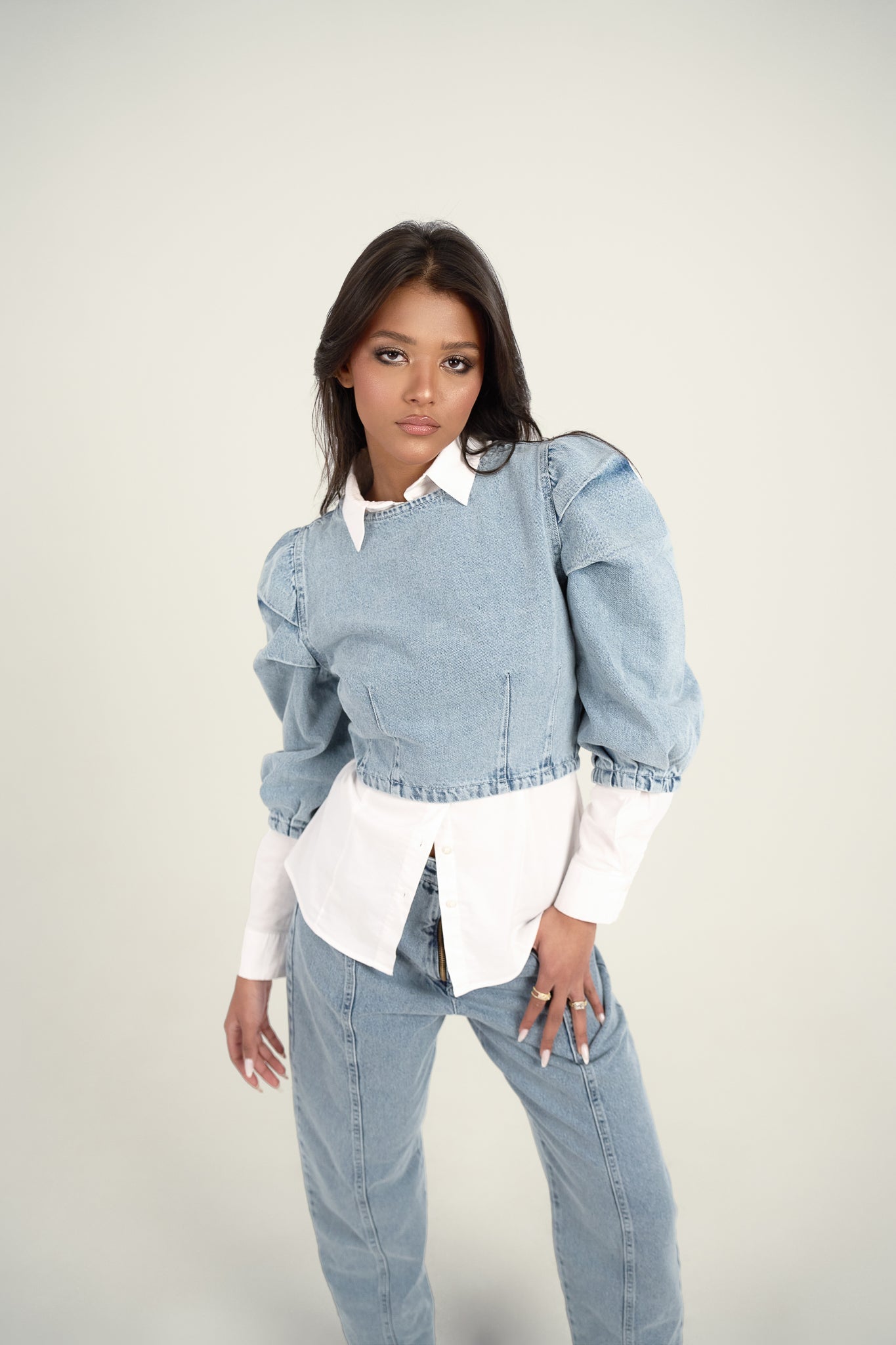 Denim Puff Sleeve Top