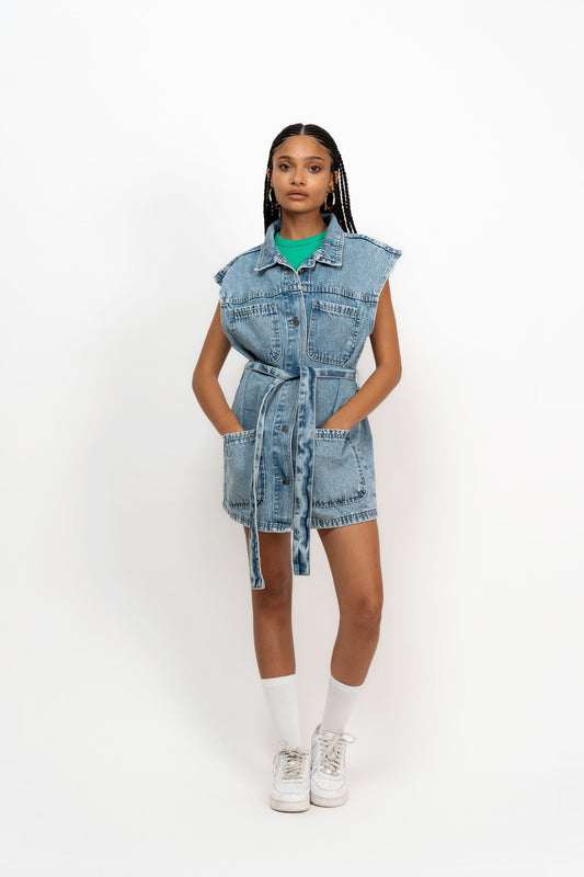 LIGHT DENIM OVERSIZED VEST - Zavi