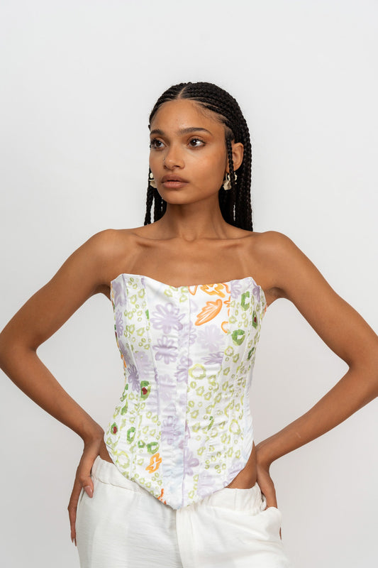 PRINTED BUSTIER TOP - Zavi